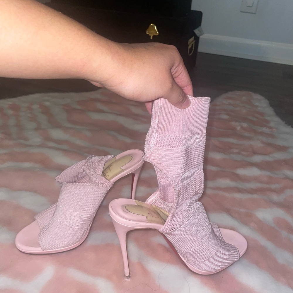 Christian louboutin sock heels , gently worn. Pink